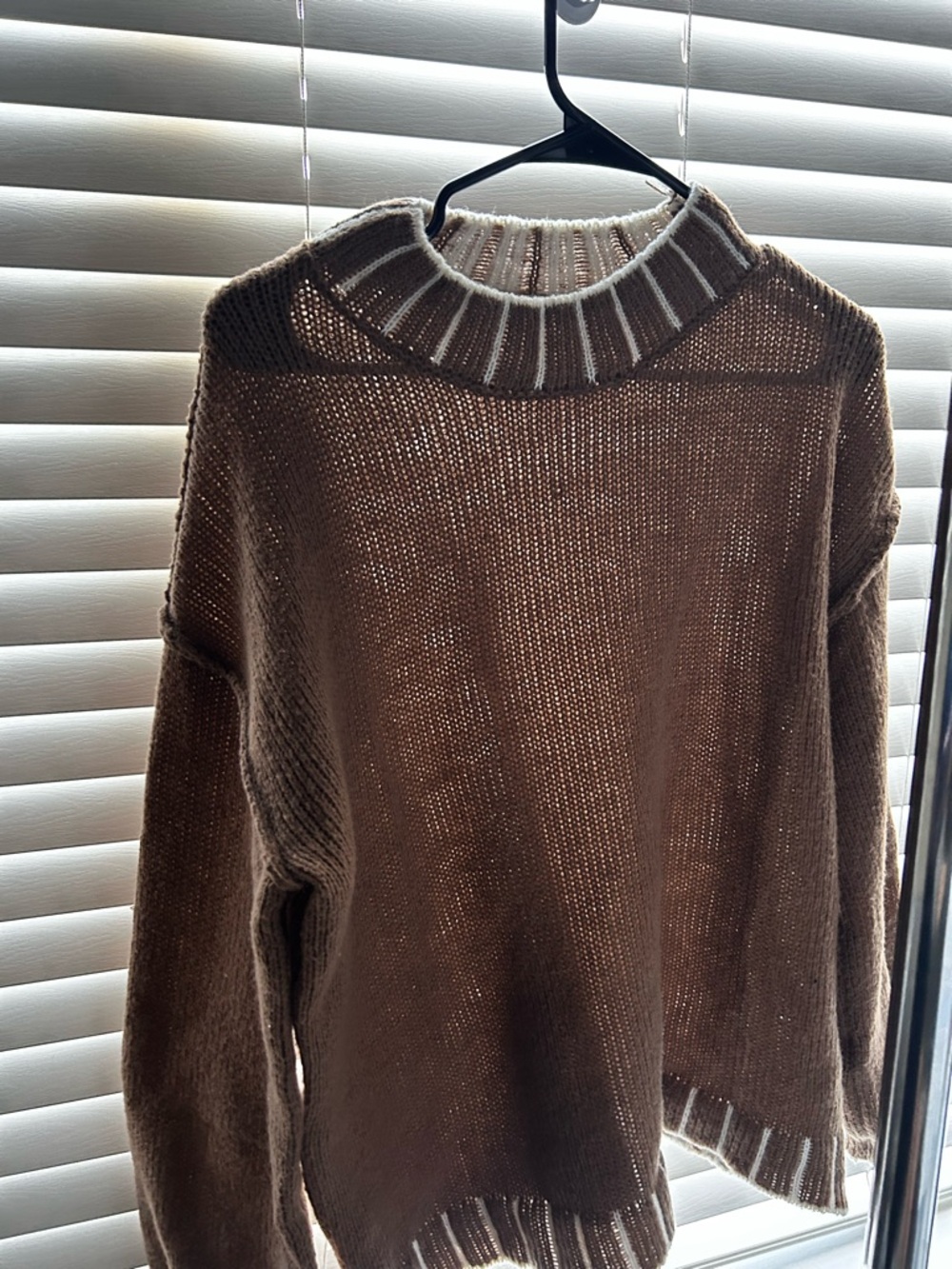 Cozy Brown Crewneck Knit Sweater